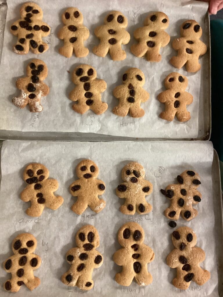 Gingerbread men baking